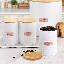 MegaChef Iron Canister Set, White - 4 Piece