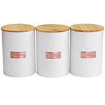 MegaChef Iron Canister Set, White - 4 Piece