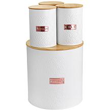 MegaChef Iron Canister Set, White - 4 Piece