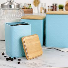 MegaChef Square Iron Canister Set, Turquoise - 3 Piece