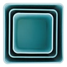 MegaChef Square Iron Canister Set, Turquoise - 3 Piece