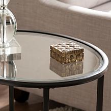 Melinda Metal/Glass Oval Side Table - Black
