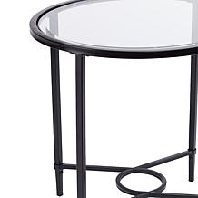 Melinda Metal/Glass Oval Side Table - Black