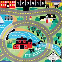 Melissa & Doug Round the Town Road Rug with Four Cars and Farm Scene