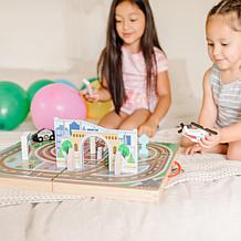 Melissa & Doug Take-Along Town Wooden Fold-Up Playset with Accessories