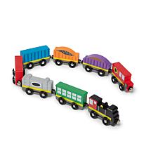Melissa & Doug Wooden Train Cars with Magnetic Couplers