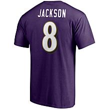 Men's Fanatics Lamar Jackson Purple Baltimore Ravens Player Icon Na...