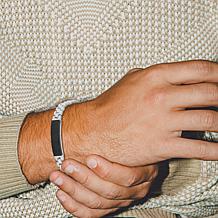 Men's Genuine Black Onyx Bracelet in Rhodium Plated Sterling Silver