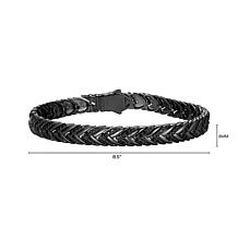 Men's Gunmetal Sterling Silver Genuine Black Spinel Bracelet