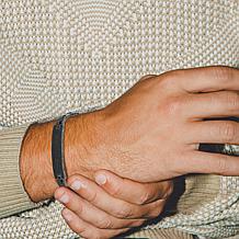 Men's Gunmetal Sterling Silver Genuine Black Spinel Bracelet