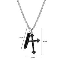 Men's Gunmetal Sterling Silver Onyx & Spinel Cross Pendant Necklace