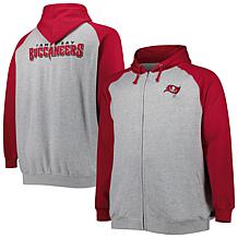 Men's Heather Gray Tampa Bay Buccaneers Big & Tall Fleece Raglan Fu...
