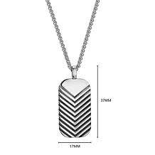 Men's Oxidized Rhodium Plated Sterling Silver Dog Tag Pendant Necklace