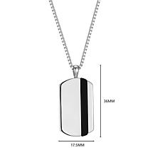 Men's Rhodium Plated Sterling Silver Genuine Onyx Tag Pendant Necklace