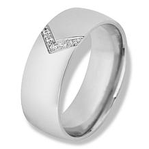 Men's Stainless Steel Arrow CZ Accent Band Ring