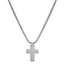 Men's Stainless Steel Cross Pendant with Box Chain