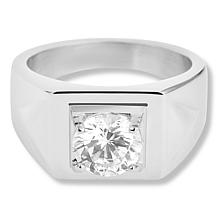 Men's Stainless Steel CZ Square Signet Ring
