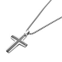 Men's Stainless Steel Layered Cross Pendant with Chain Necklace