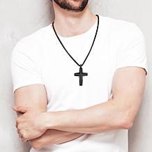 Men's Stainless Steel Layered Cross Pendant with Chain Necklace