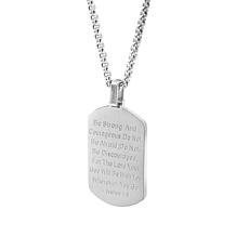 Men's Stainless Steel Prayer Cross Dog Tag Pendant with Chain