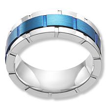 Men's Two-Tone Stainless Steel Tire Tread Spinner Band Ring