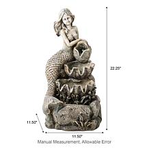 Mermaid Outdoor Fountain with LED Lights and Cascading Shell Tiers