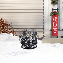 Metal Silhouette Snowman Family Waterglobe Yard Stake or Wall Decor