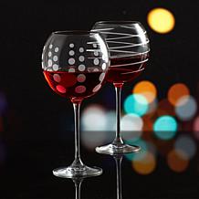 Mikasa Cheers Set of 4 Etched-Crystal Balloon Glasses