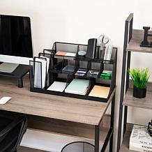 Mind Reader 14-Compartment 3-Tier Large Breakroom Organizer Black Mesh