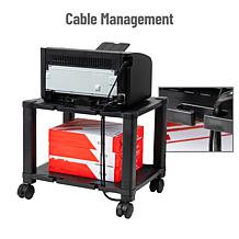 Mind Reader 2-Shelf Mobile Printer Cart with Cord Management