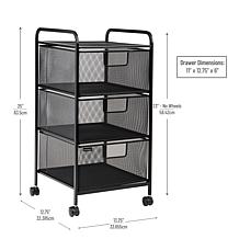 Mind Reader 3-Drawer Metal Mesh Rolling Storage Cart