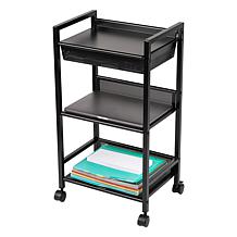 Mind Reader 3 Tier Cart with Covered Compartment Organizer Metal