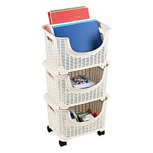 Mind Reader 3-Tier Stackable Rolling Storage Bins Set