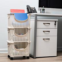 Mind Reader 3-Tier Stackable Rolling Storage Bins Set