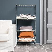 Mind Reader 4-Tier Heavy-Duty Adjustable Metal Storage Rack w/Wheels
