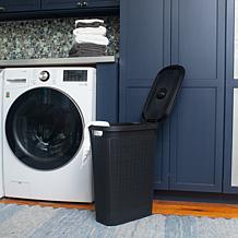 Mind Reader 40L Laundry Hamper with Lid Linen Design Black