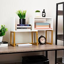 Mind Reader 5 Compartment Desktop Bookshelf Organizer White