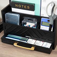 Mind Reader 5 Compartment Desktop Organizer Black