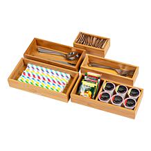 Mind Reader 5-Piece Bamboo Drawer Organizer Set Brown
