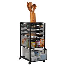 Mind Reader 5-Tiered Drawer Cabinet Rolling Mesh Office Cart