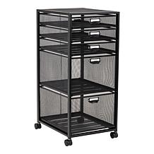 Mind Reader 5-Tiered Drawer Cabinet Rolling Mesh Office Cart