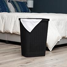 Mind Reader 60L Laundry Hamper Linen Design Black
