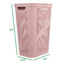 Mind Reader 60L Perforated Pink Plastic Hamper with Lid