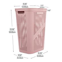 Mind Reader 60L Perforated Pink Plastic Hamper with Lid