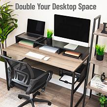 Mind Reader Adjustable 2-Tier Dual Monitor Riser, Black