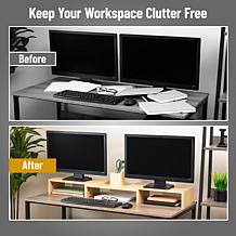 Mind Reader Adjustable 2-Tier Dual Monitor Riser Brown
