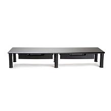 Mind Reader Adjustable Dual Monitor Stand w/ 2 Storage Drawers, Black