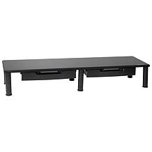 Mind Reader Adjustable Dual Monitor Stand w/ 2 Storage Drawers, Black