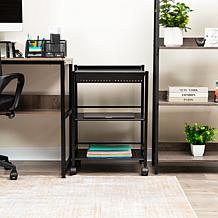 Mind Reader Cart with Covered Compartment Office Organizer Metal