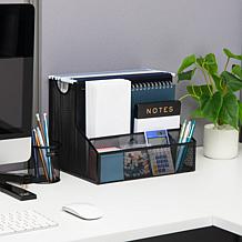 Mind Reader Large Metal File Organizer Storage Basket, Black